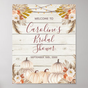 Rustic Wood White Pumpkin Vrijgezellenfeest Welkom Poster