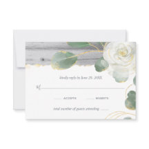 Rustic Wood White Rose Gold Greenery Wedding