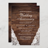 Rustic Wood White Wedding Jubileum Invite Kaart (Voorkant / Achterkant)