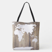 Rustic Wood White World Reizigerskaart Tote Bag (Achterkant)