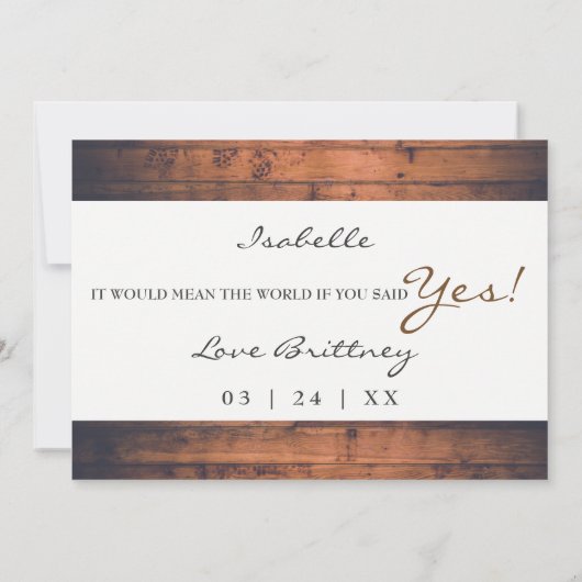 Rustic Wood Wil je mijn bruidsmeisje zijn? Kaart (Achterkant)