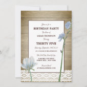 Rustic Wood Wild Floral Lace, Birthday Kaart (Voorkant)
