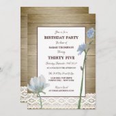 Rustic Wood Wild Floral Lace, Birthday Kaart (Voorkant / Achterkant)