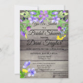 Rustic Wood Wildbloemen Bridal Shower Invitation Kaart (Voorkant)