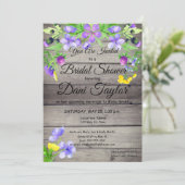 Rustic Wood Wildbloemen Bridal Shower Invitation Kaart (Staand voorkant)