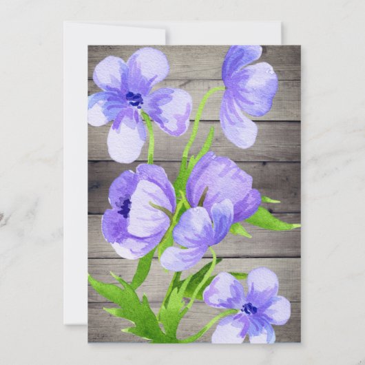 Rustic Wood Wildbloemen Bridal Shower Invitation Kaart (Achterkant)