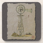 Rustic Wood Windmill Onderzetter (Voorkant)