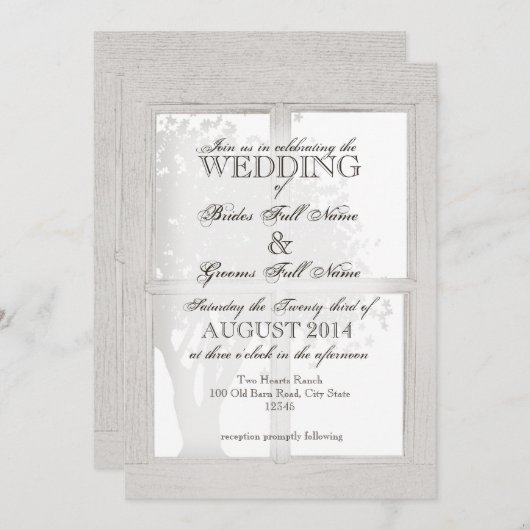 Rustic Wood Window Lijst Kaart (Voorkant / Achterkant)