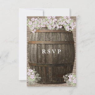 Rustic Wood, Winery, Country, Wedding Response RSVP Kaartje