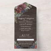 Rustic Wood | Winter Floral country Wedding All In One Uitnodiging (Binnen)