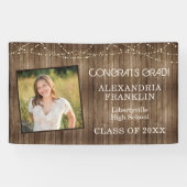 Rustic Wood with String Lights & Photo Graduation Spandoek (Horizontaal)