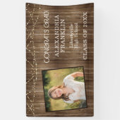Rustic Wood with String Lights & Photo Graduation Spandoek (Verticaal)