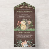 Rustic Wood Woodland Cute Hedg Baby shower All In One Uitnodiging (Binnen)