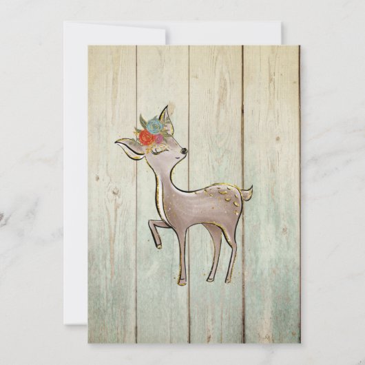 Rustic Wood Woodland Deer Green Forest Baby shower Kaart (Achterkant)