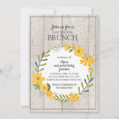 Rustic Wood Yellow Floral Baby shower Brunch Kaart (Voorkant)