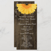 Rustic Wood Yellow Gerber Daisy Wedding Programs Programmakaart (Voorkant / Achterkant)