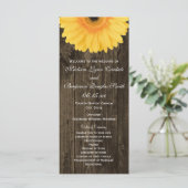 Rustic Wood Yellow Gerber Daisy Wedding Programs Programmakaart (Staand voorkant)