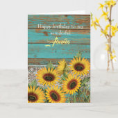Rustic Wood Yellow Sunflower Abuela Birthday Kaart (Gele Bloem)