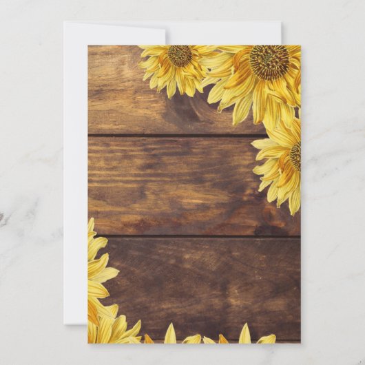 Rustic Wood Yellow Sunflower Country Weddenschap Kaart (Achterkant)