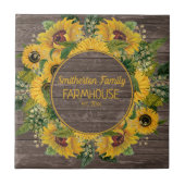 Rustic Wood Yellow Sunflower Farmhouse Tegeltje (Voorkant)