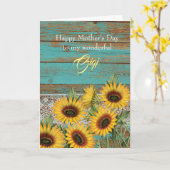 Rustic Wood Yellow Sunflower Gigi Moederdag Kaart (Gele Bloem)