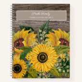 Rustic Wood Yellow Sunflower Recipes Notitieboek (Voorkant)