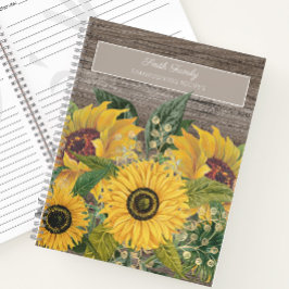 Rustic Wood Yellow Sunflower Recipes Notitieboek