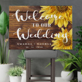 Rustic Wood Yellow Sunflower Welkom bij bruiloft Poster