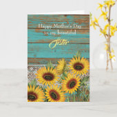 Rustic Wood Yellow Sunflower Zuster Moederdag Kaart (Gele Bloem)