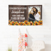 Rustic Wood Zonnebloem 2025 Afstuderen Foto Spandoek (Insitu)