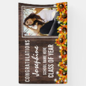 Rustic Wood Zonnebloem 2025 Afstuderen Foto Spandoek (Verticaal)