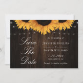 Rustic Wood Zonnebloem Bewaar de datumkaarten Save The Date (Voorkant)