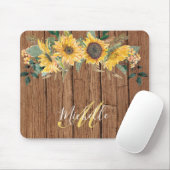 Rustic Wood - Zonnebloem - Waterverf op maat Muismat (Met muis)