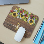 Rustic Wood - Zonnebloem - Waterverf op maat Muismat