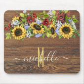 Rustic Wood - Zonnebloem - Waterverf op maat Muismat (Voorkant)