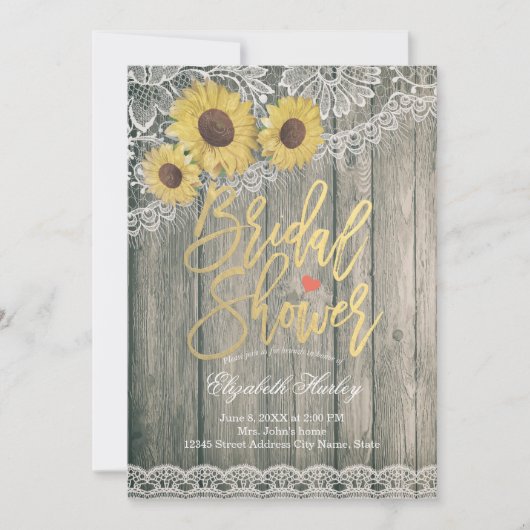 Rustic Wood  Zonnebloemen Vrijgezellenfeest Kaart (Voorkant)