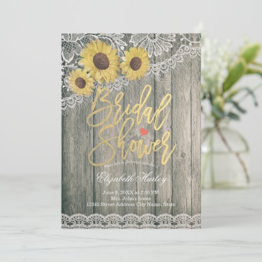 Rustic Wood Zonnebloemen Vrijgezellenfeest Kaart (Staand voorkant)