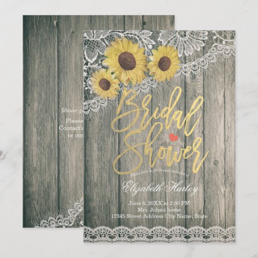 Rustic Wood  Zonnebloemen Vrijgezellenfeest Kaart (Voorkant / Achterkant)