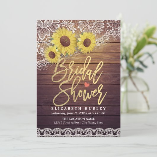 Rustic Wood Zonnebloemen Vrijgezellenfeest Kaart (Staand voorkant)