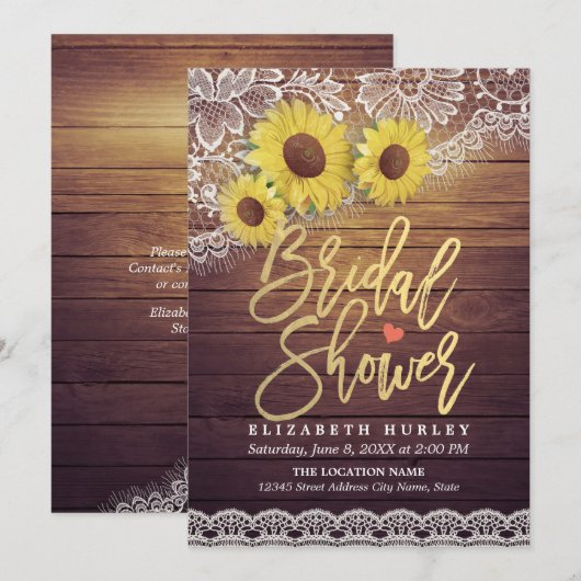 Rustic Wood  Zonnebloemen Vrijgezellenfeest Kaart (Voorkant / Achterkant)