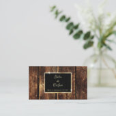 Rustic Wood Zwarte Salon Visitekaartje (Staand voorkant)