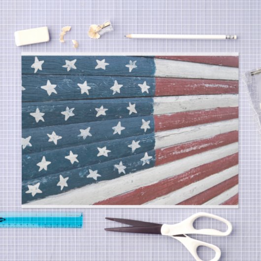 Rustic Wooden American Flag Tissuepapier (Craft)