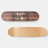 Rustic Wooden Barn Oak Monogram Naam op maat Persoonlijk Skateboard (Horizontaal)