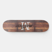 Rustic Wooden Barn Oak Monogram Naam op maat Persoonlijk Skateboard (Horizontaal)