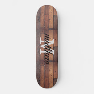Rustic Wooden Barn Oak Monogram Naam op maat  Persoonlijk Skateboard