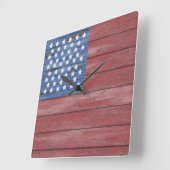 Rustic Wooden Barn Wall Amerikaans vlagpatriotticu Vierkante Klok (Hoek)