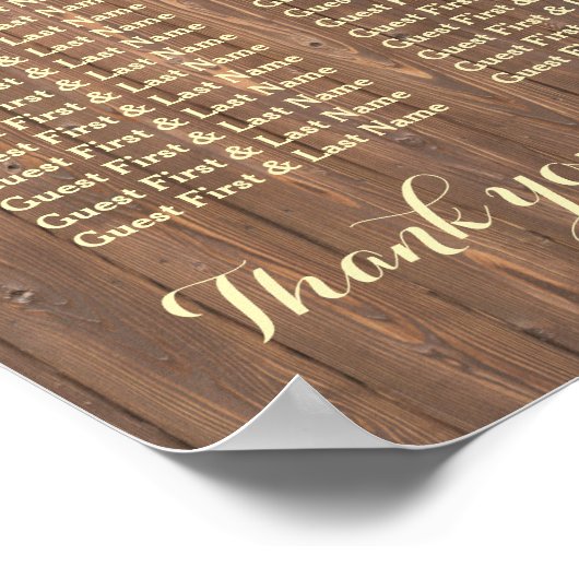 Rustic Wooden Barrel Custom Wedding Seding Chart Poster (Hoek)