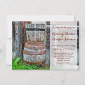 Rustic Wooden Barrel Land Weddenschap Kaart (Voorkant)