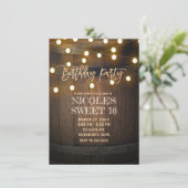 Rustic Wooden Barrel String Lights Birthday Party Kaart (Staand voorkant)