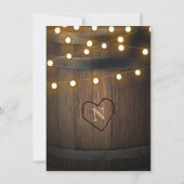 Rustic Wooden Barrel String Lights Birthday Party Kaart (Achterkant)